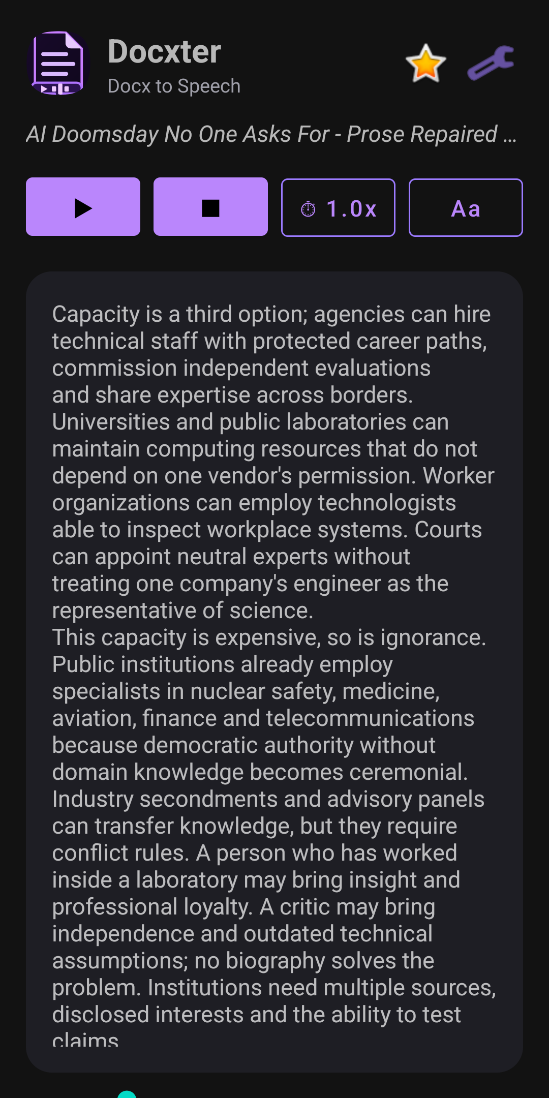 Docxter resumed deep into a long document