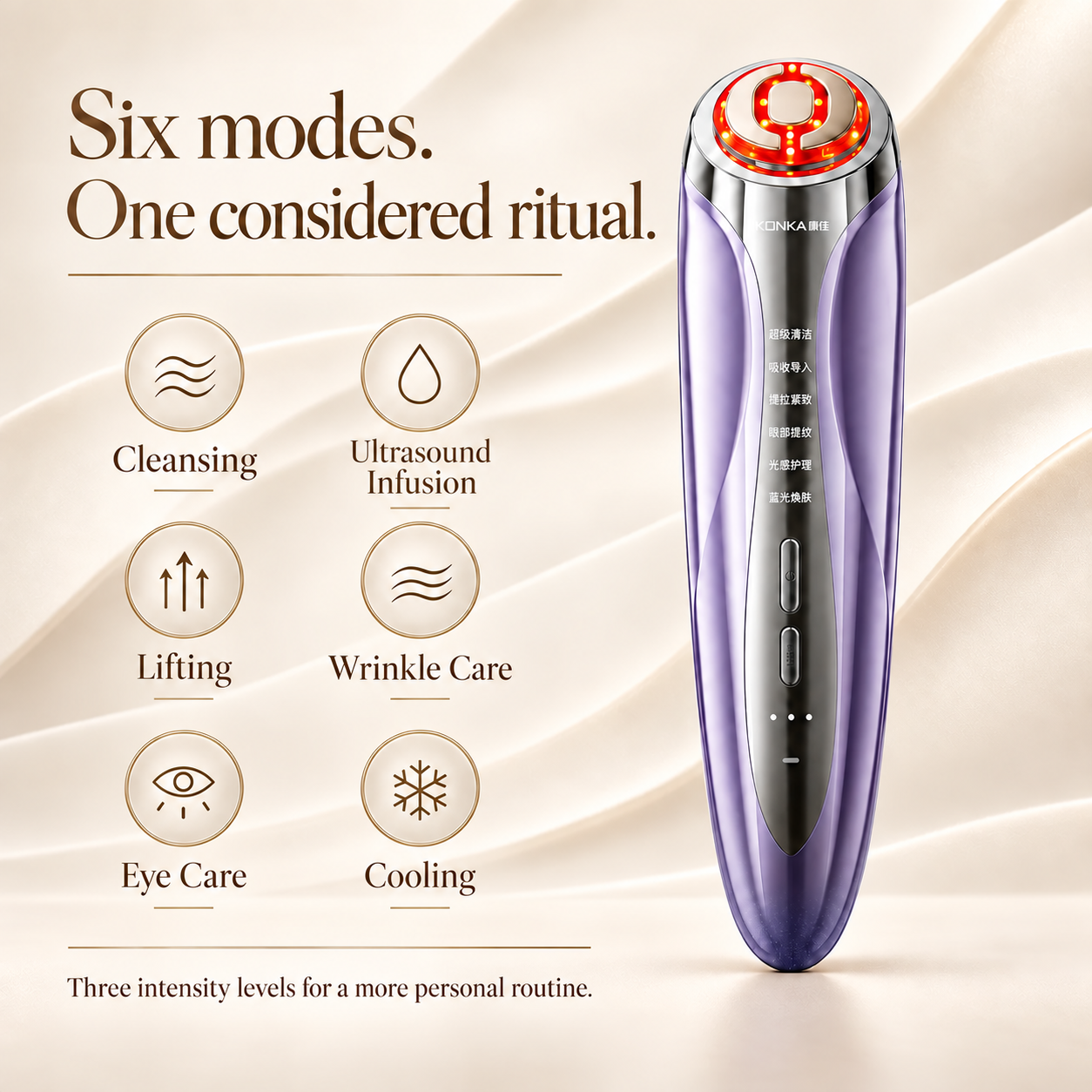 KONKA six selectable modes, including Ultrasound Infusion as the second mode