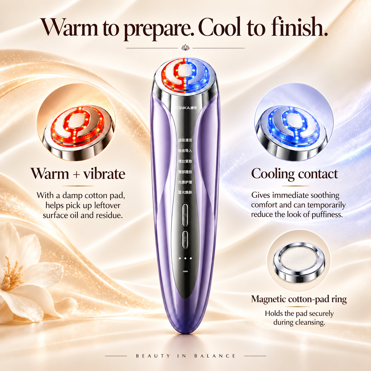 KONKA warm vibration, cooling contact, and magnetic cotton-pad ring
