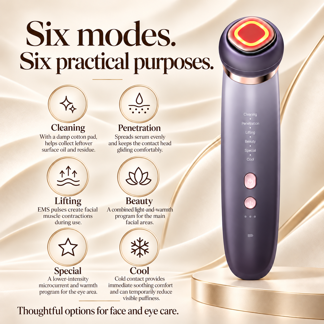 MESMOOTH six selectable modes with practical purposes